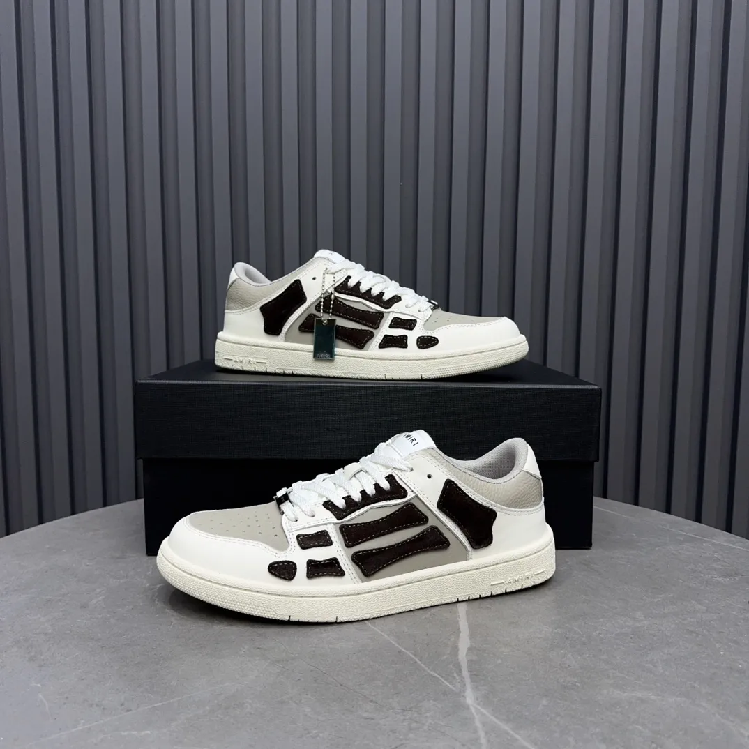 Men's men's shoes 💰600 AMIRI high street sneakers with bone sports shoes, toe layer cowhide upper, upper side bones, hand-stitched, good three-dimensional effect, customized metal LOGO, size 38-45 46